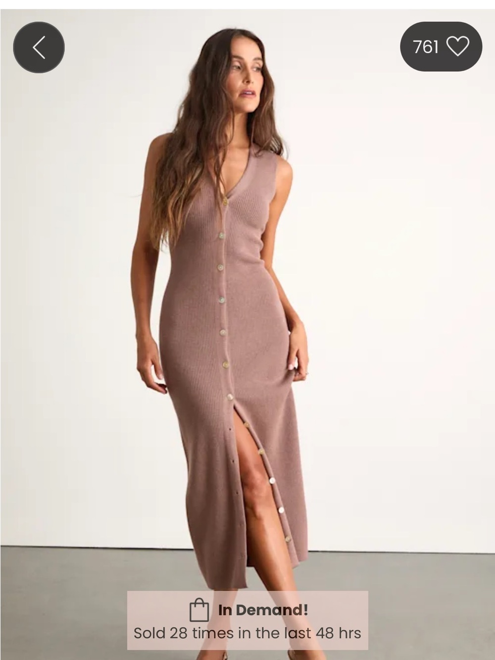 Lulu's Mauve Ribbed Button-Front Maxi Dress